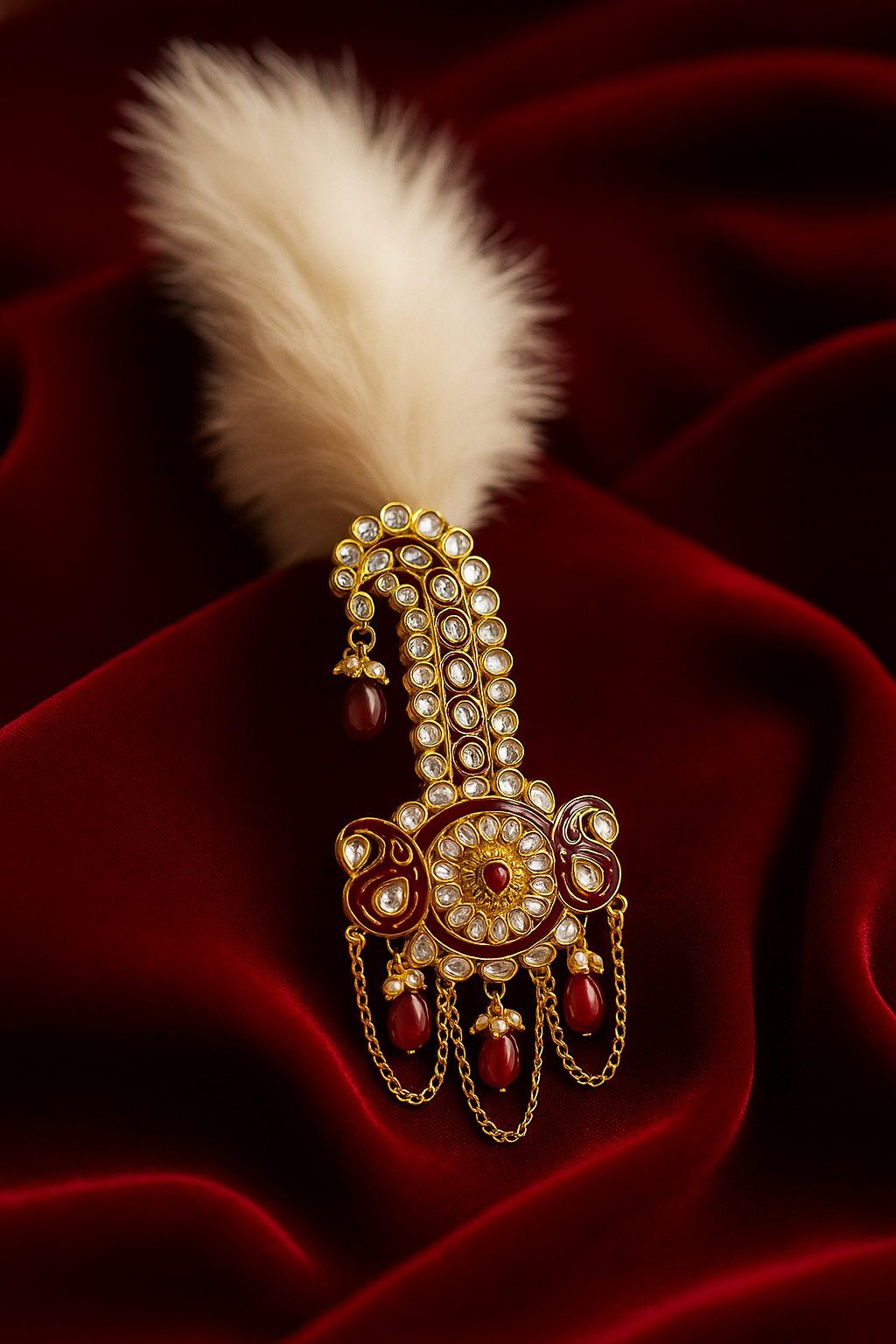 Royal Crystals Safa Kalangi for Groom with Feather