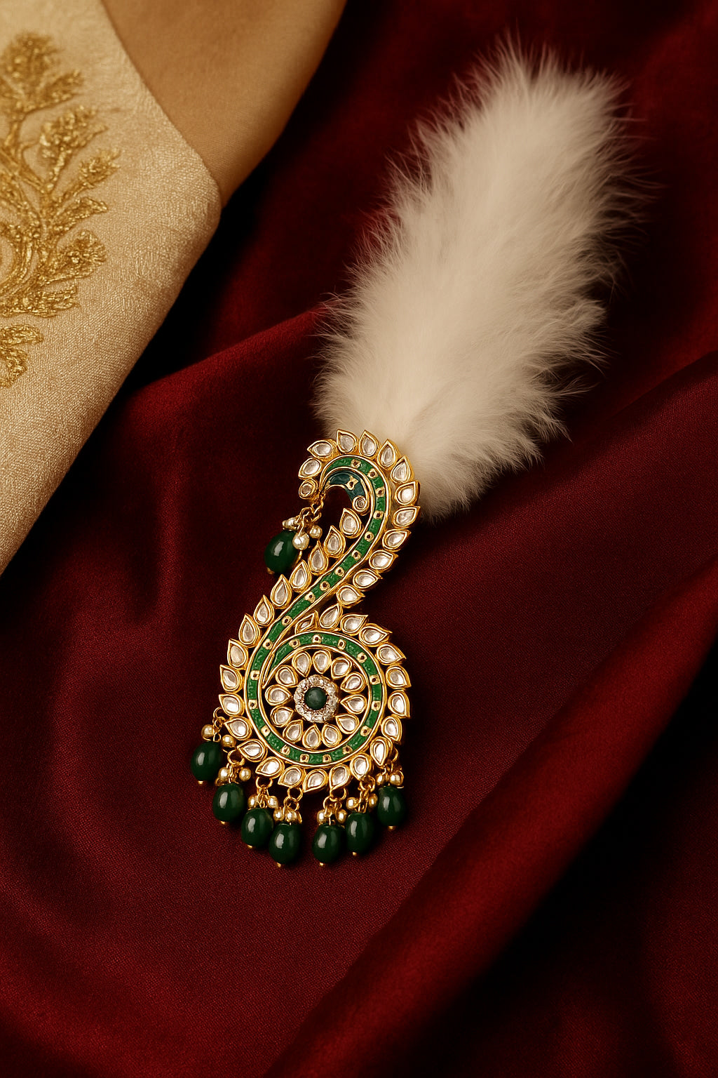 Royal Crystals Safa Kalangi for Groom with Feather