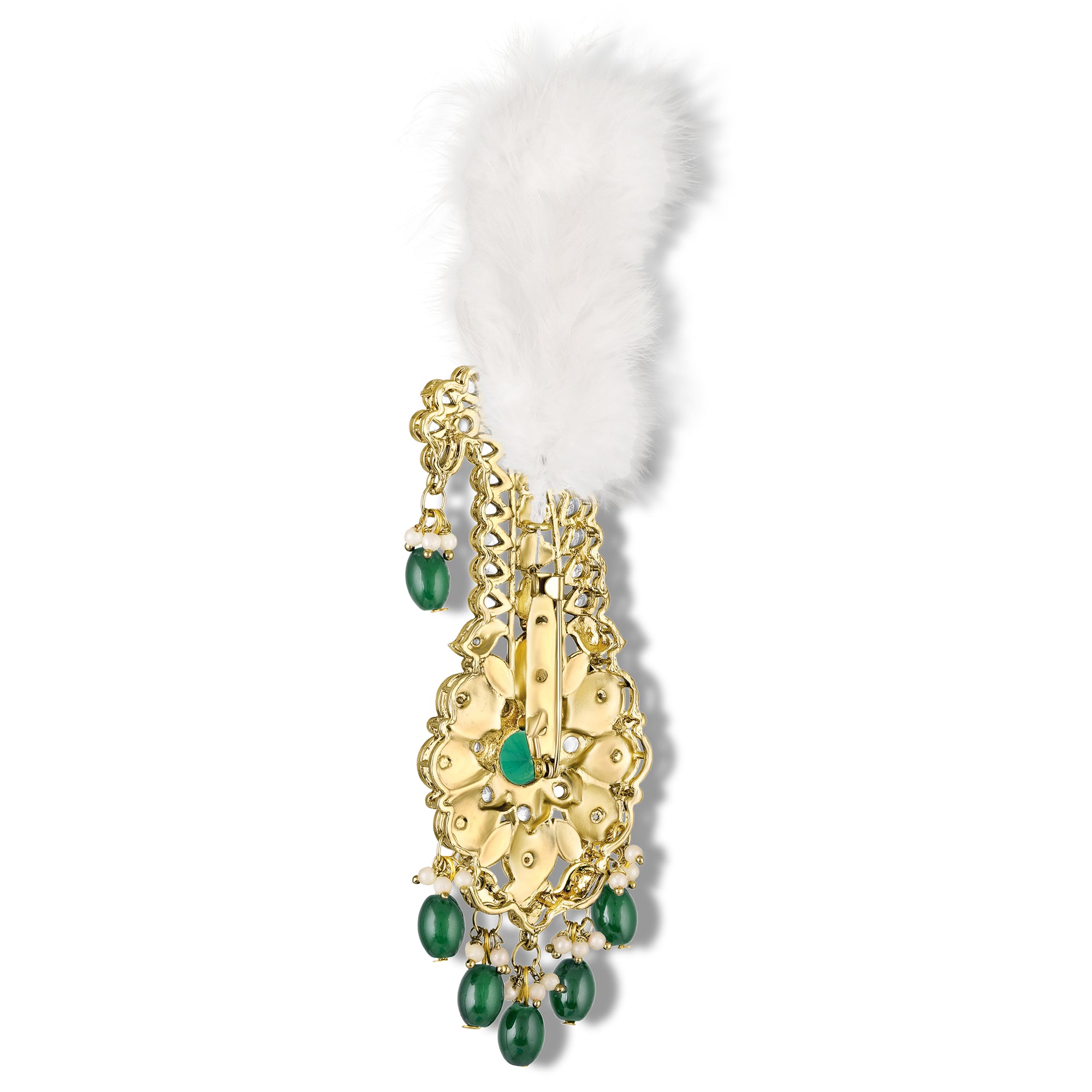 Royal Green Meenakari Enamelled Kalangi with White Feather