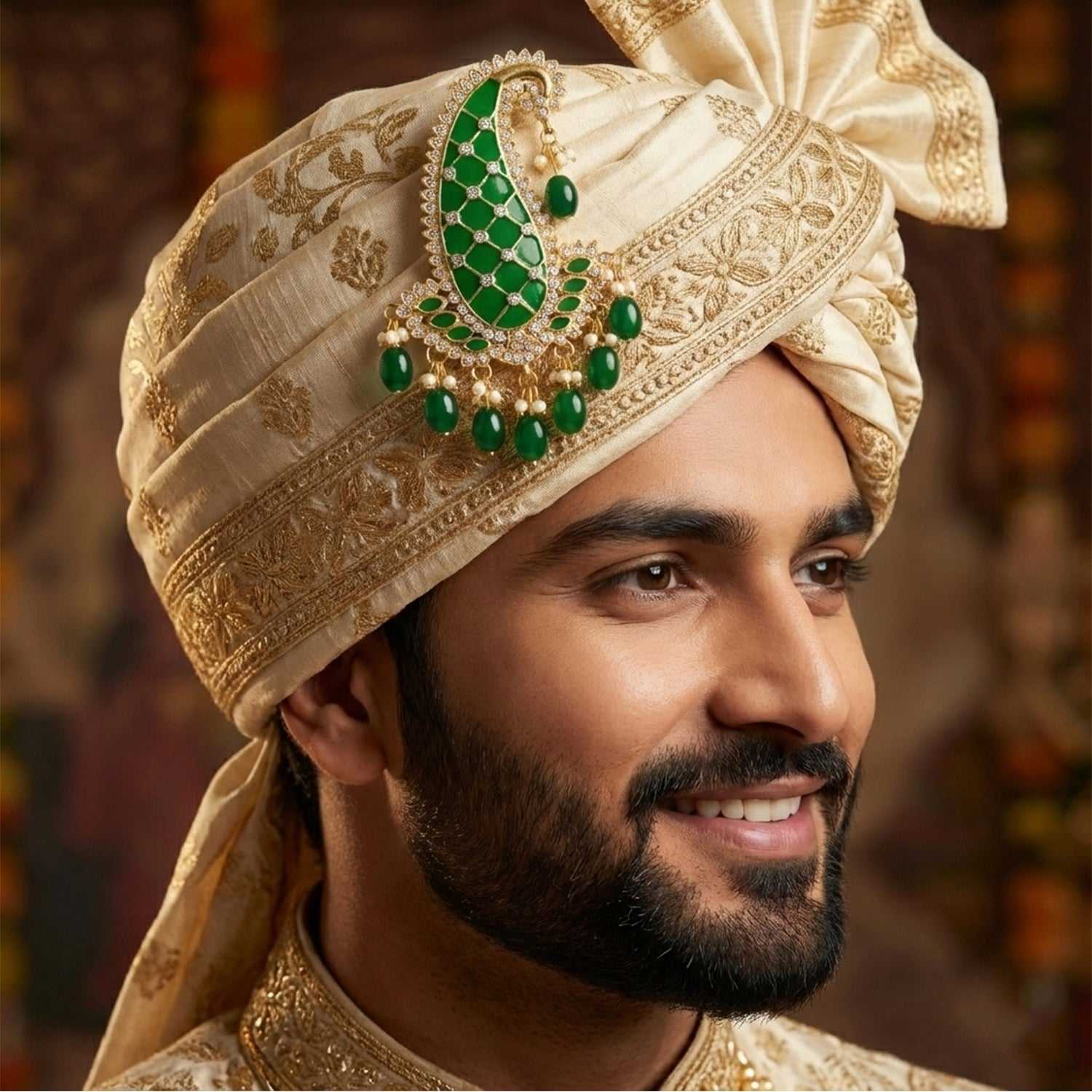 Royal Green Meenakari Enamelled Kalangi