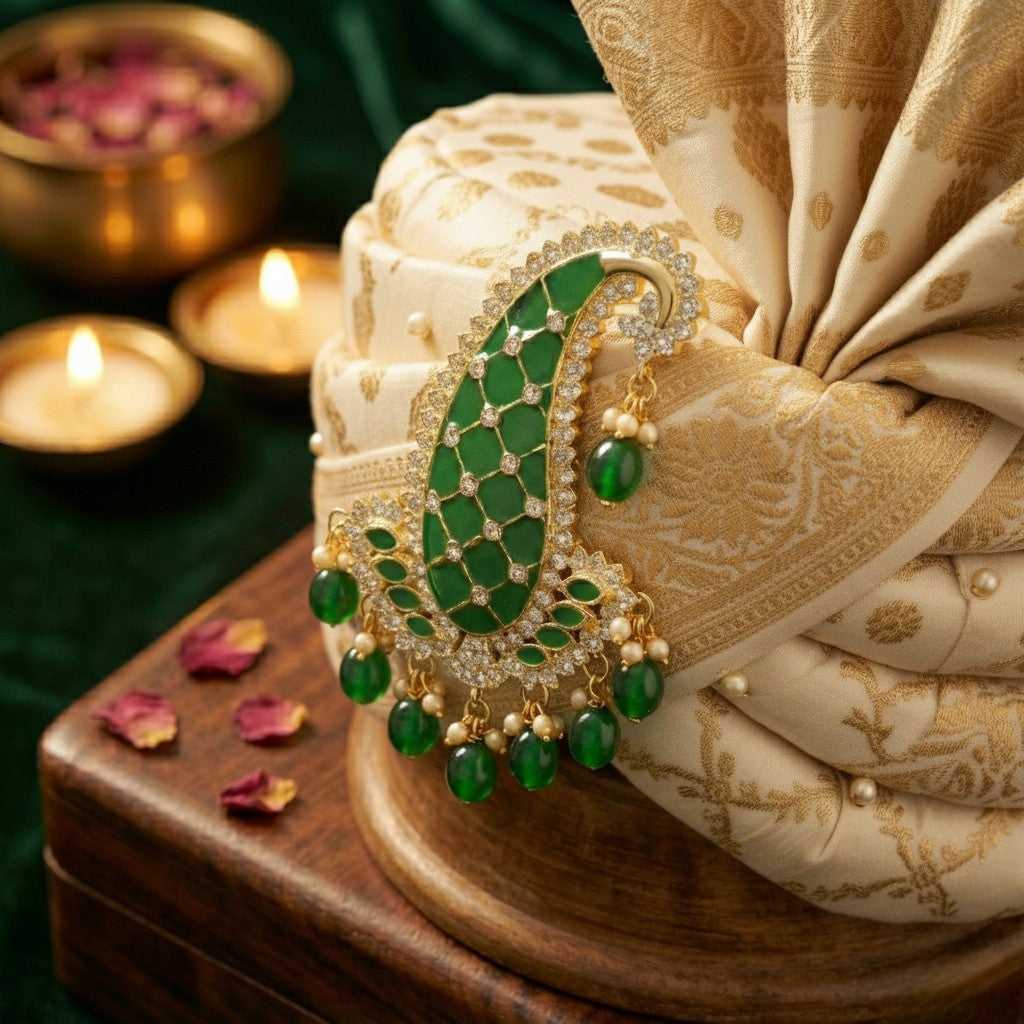 Royal Green Meenakari Enamelled Kalangi