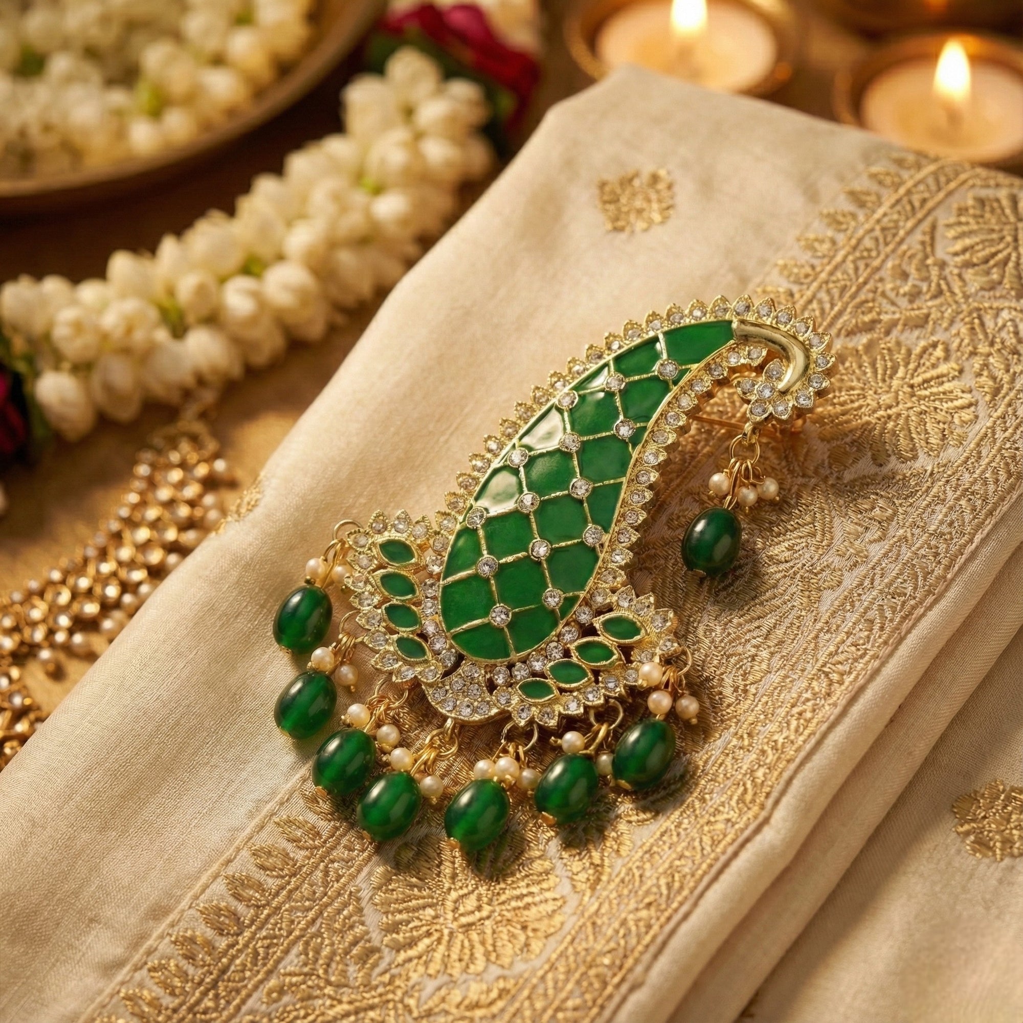 Royal Green Meenakari Enamelled Kalangi