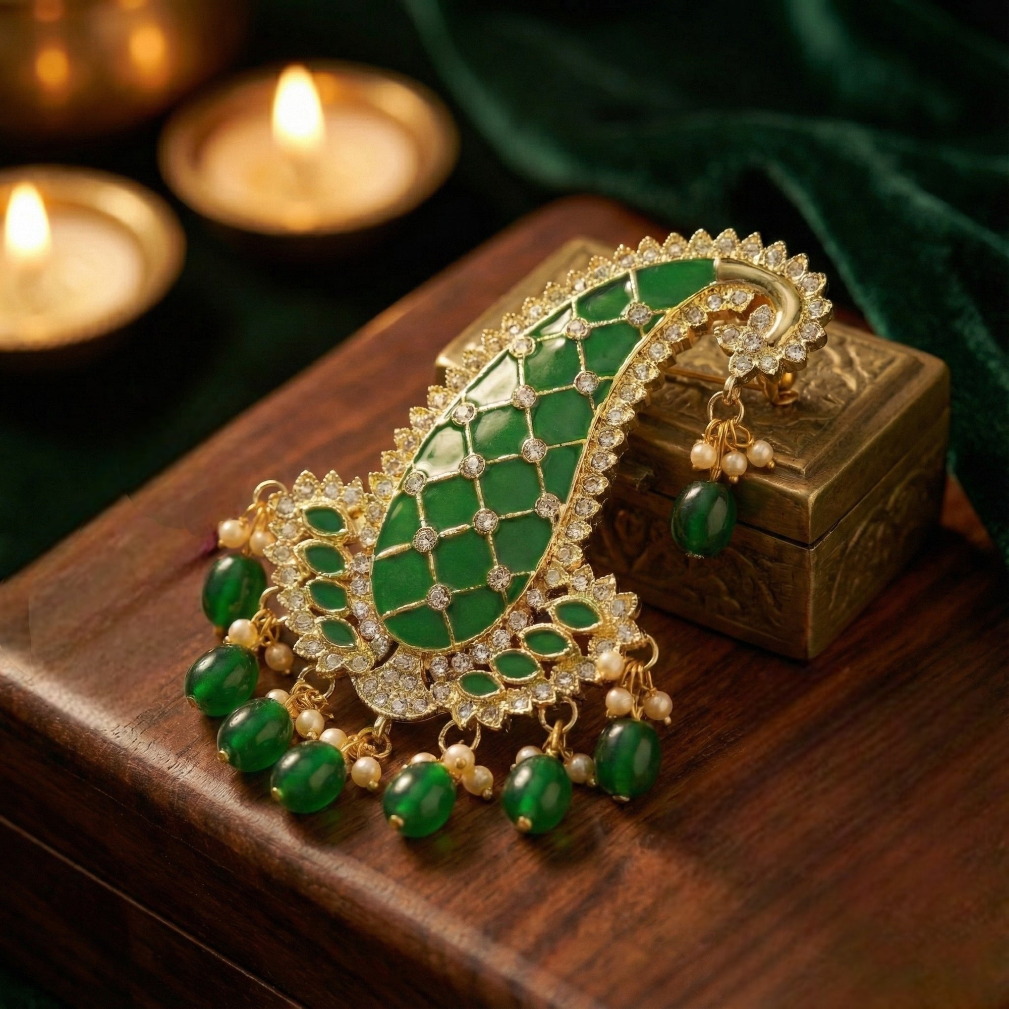 Royal Green Meenakari Enamelled Kalangi