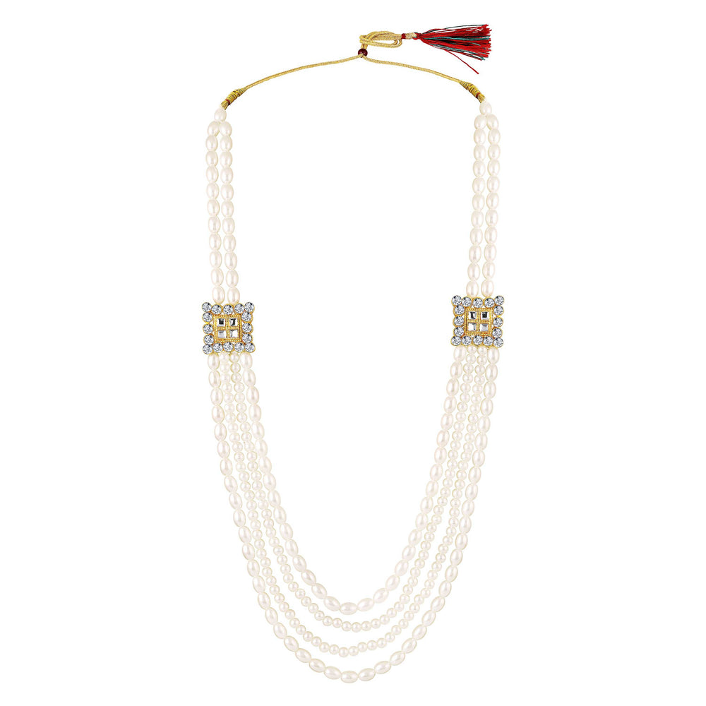 Royal Multi-Layered Artificial Pearls Crystals Dulha Mala for Groom