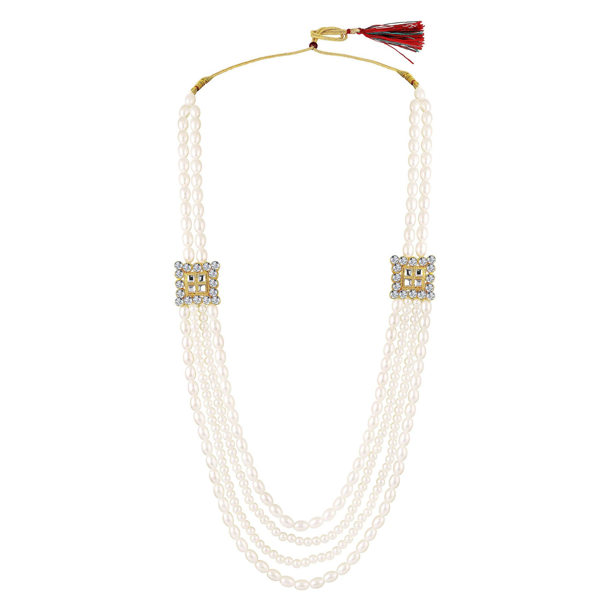 Royal Multi-Layered Artificial Pearls Crystals Dulha Mala for Groom