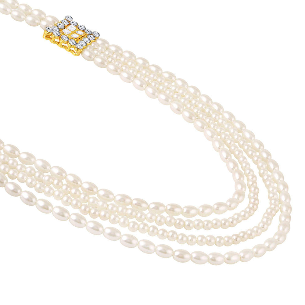 Royal Multi-Layered Artificial Pearls Crystals Dulha Mala for Groom