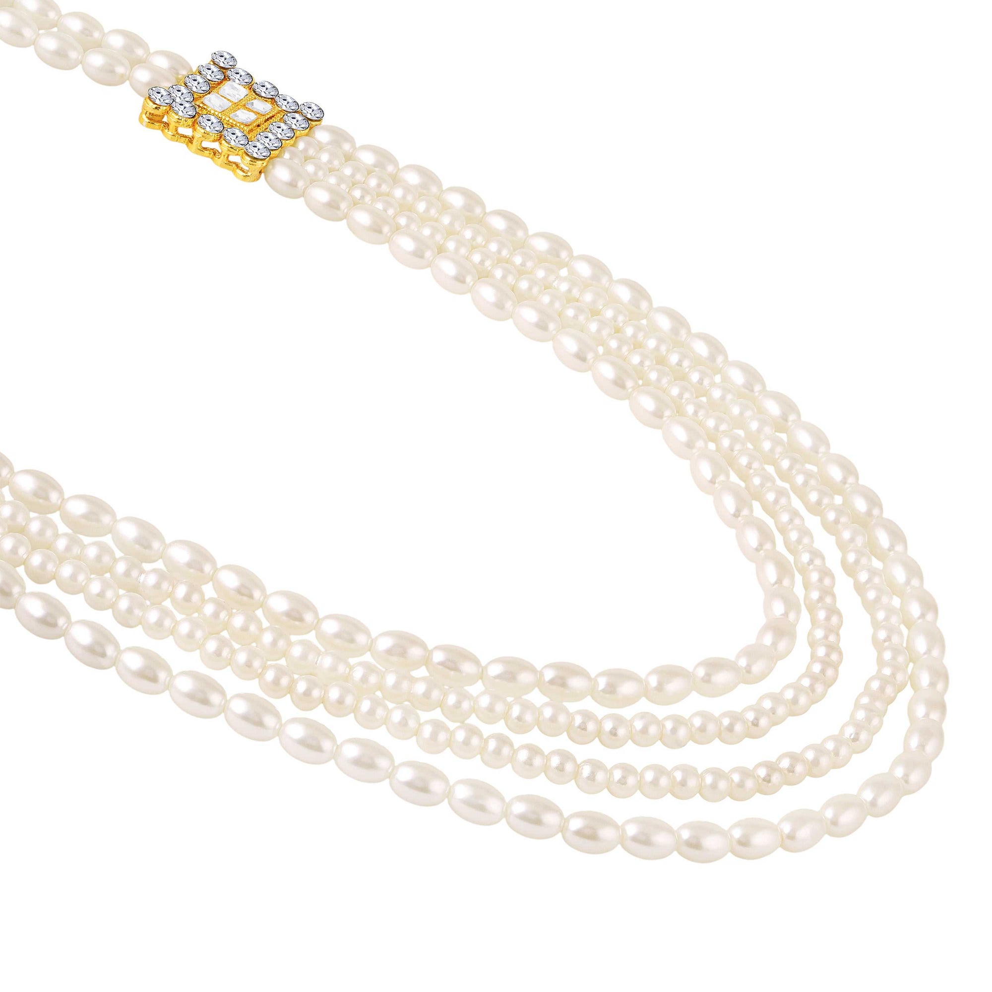 Royal Multi-Layered Artificial Pearls Crystals Dulha Mala for Groom