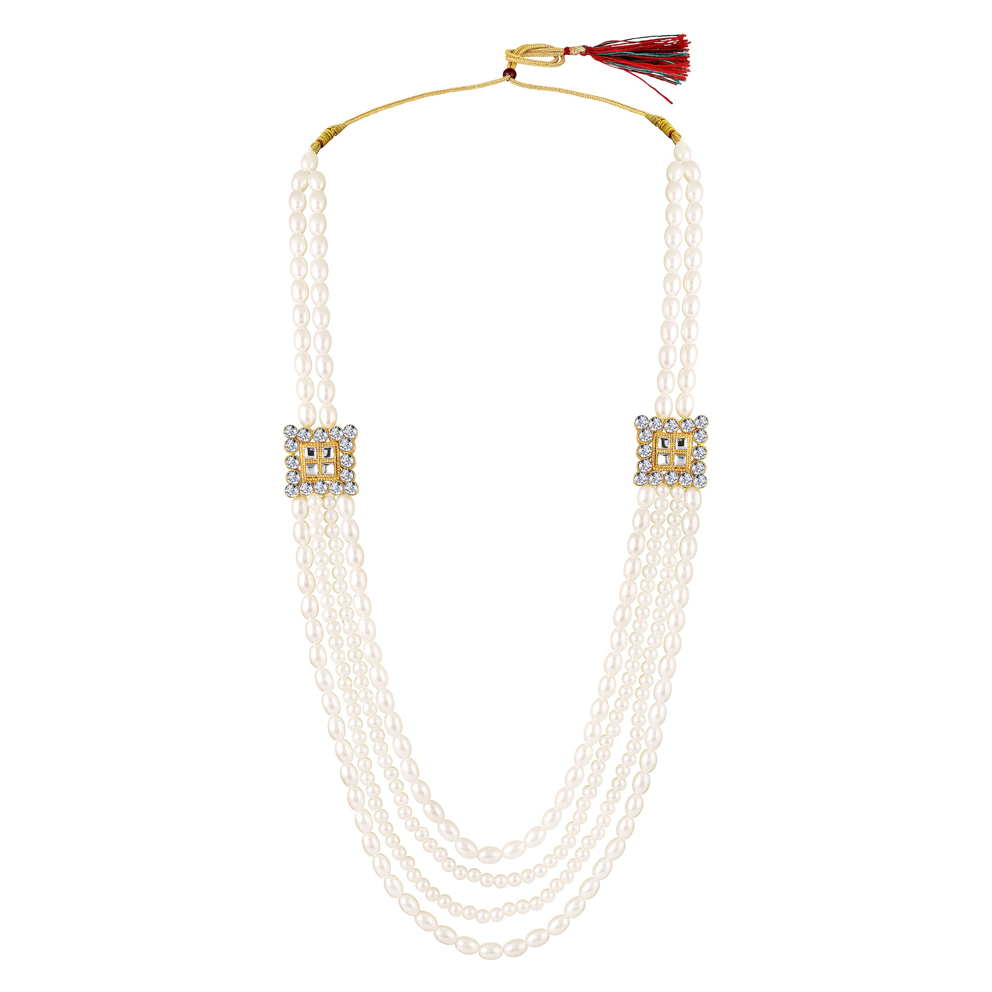 Royal Multi-Layered Artificial Pearls Crystals Dulha Mala for Groom