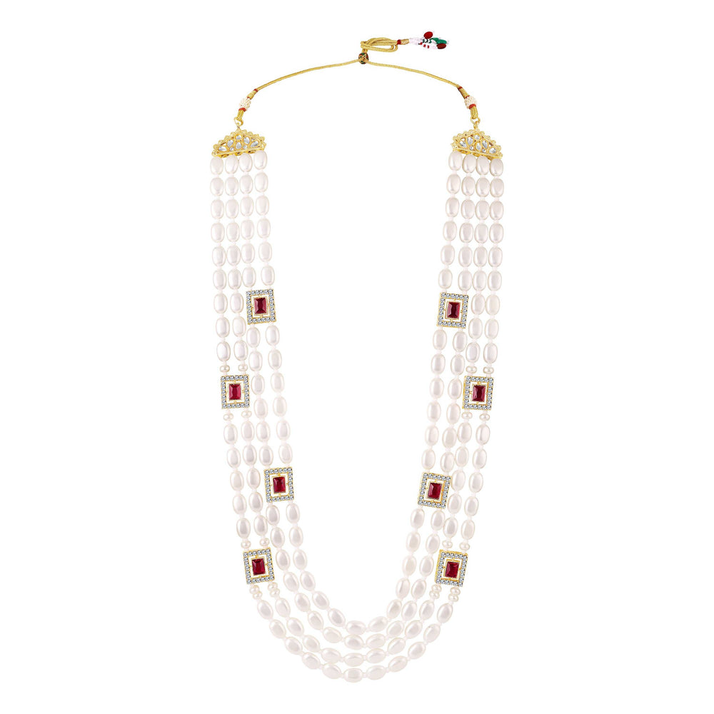 Royal Multi-Layered Artificial Pearls Crystals Dulha Mala for Groom