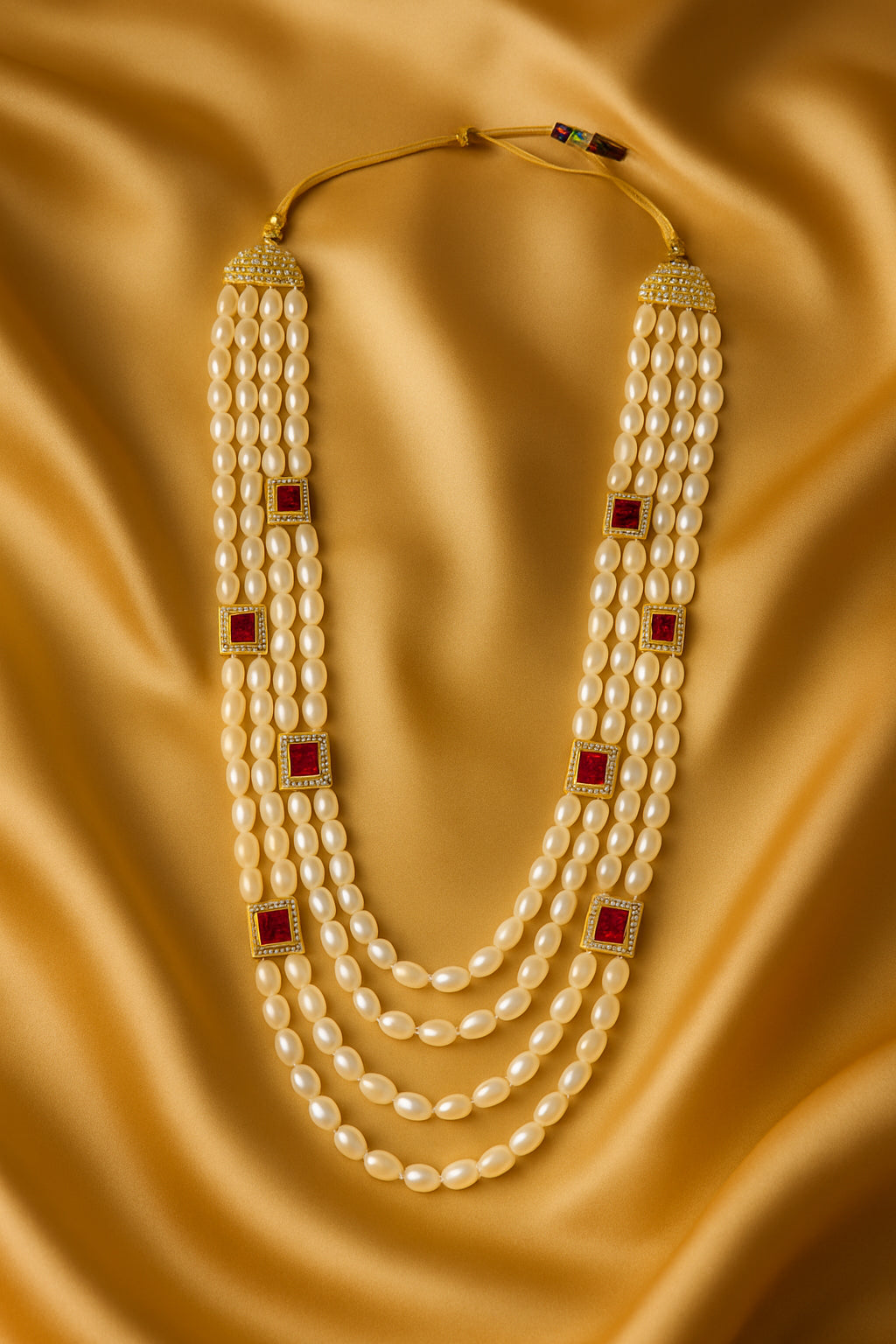 Royal Multi-Layered Artificial Pearls Crystals Dulha Mala for Groom