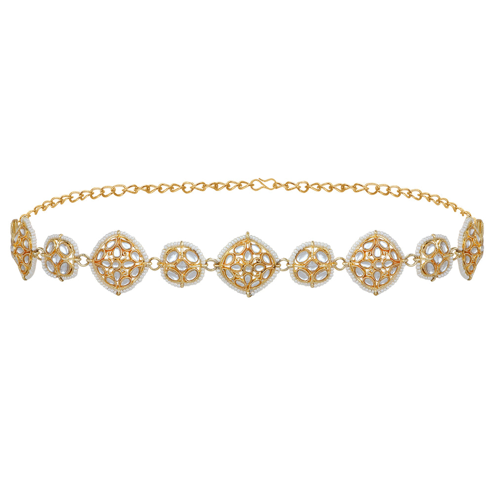 White Kundan Floral Traditional Sheeshphool