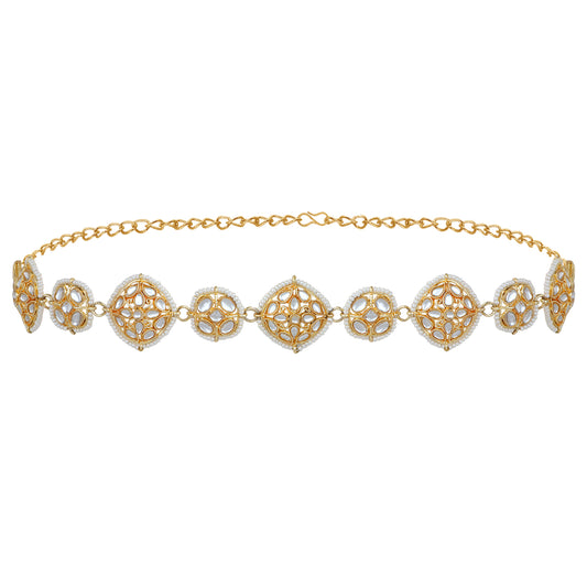 White Kundan Floral Traditional Sheeshphool