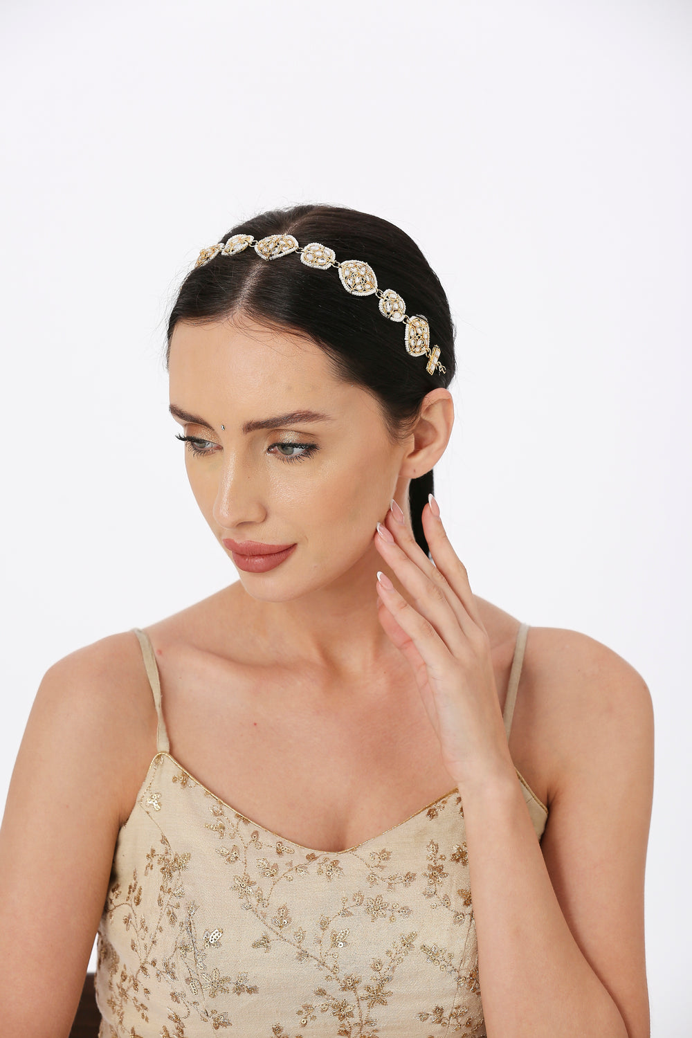 White Kundan Floral Traditional Sheeshphool