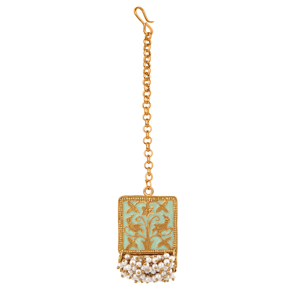 Meenakari Work Rectangular Shape Maangtikka