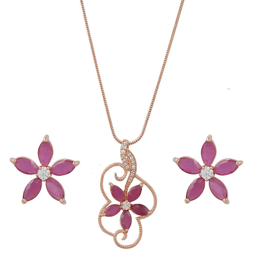 Floral inspired Ruby Pendant set