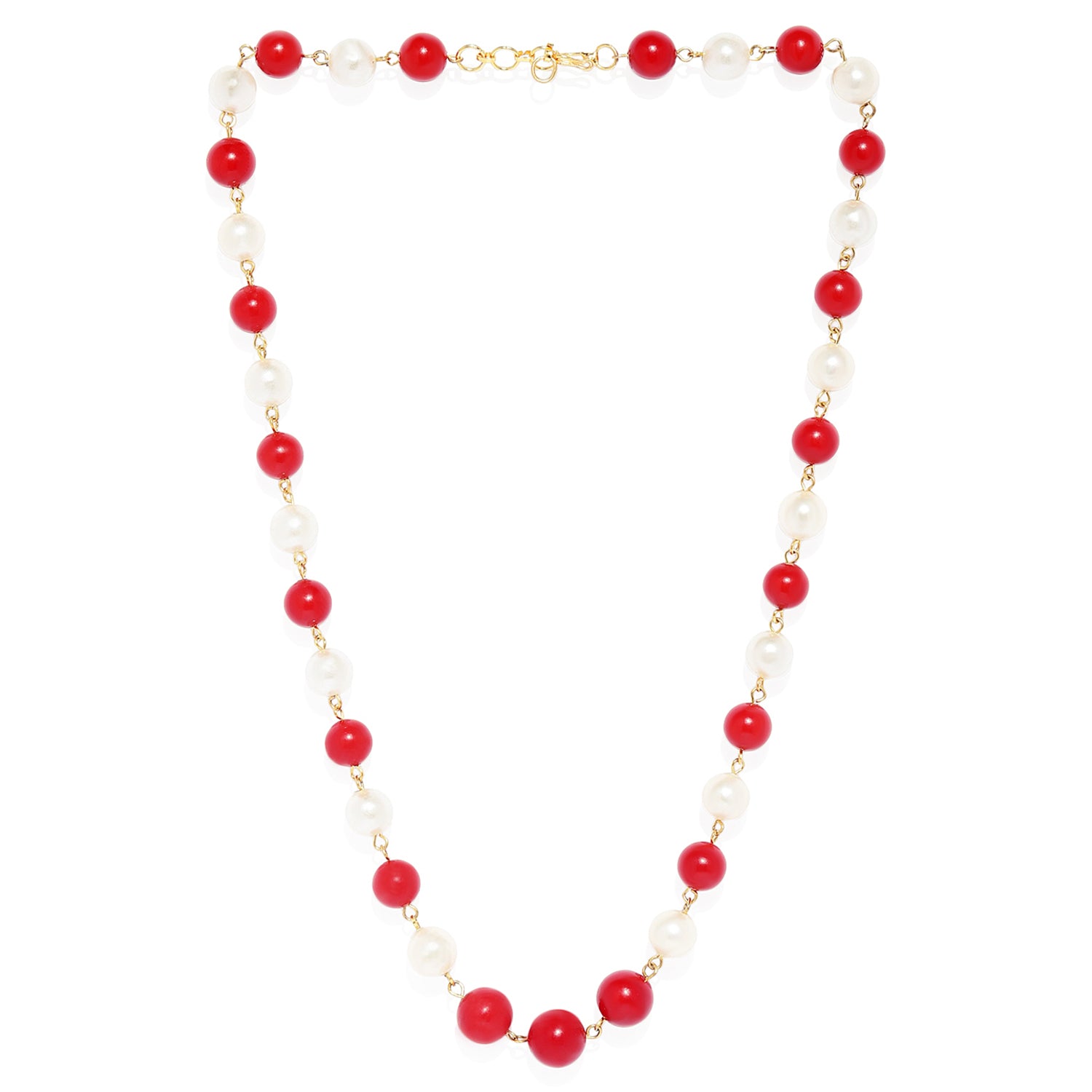 Exclusive Red and Cream Glass Bead Necklace Mala