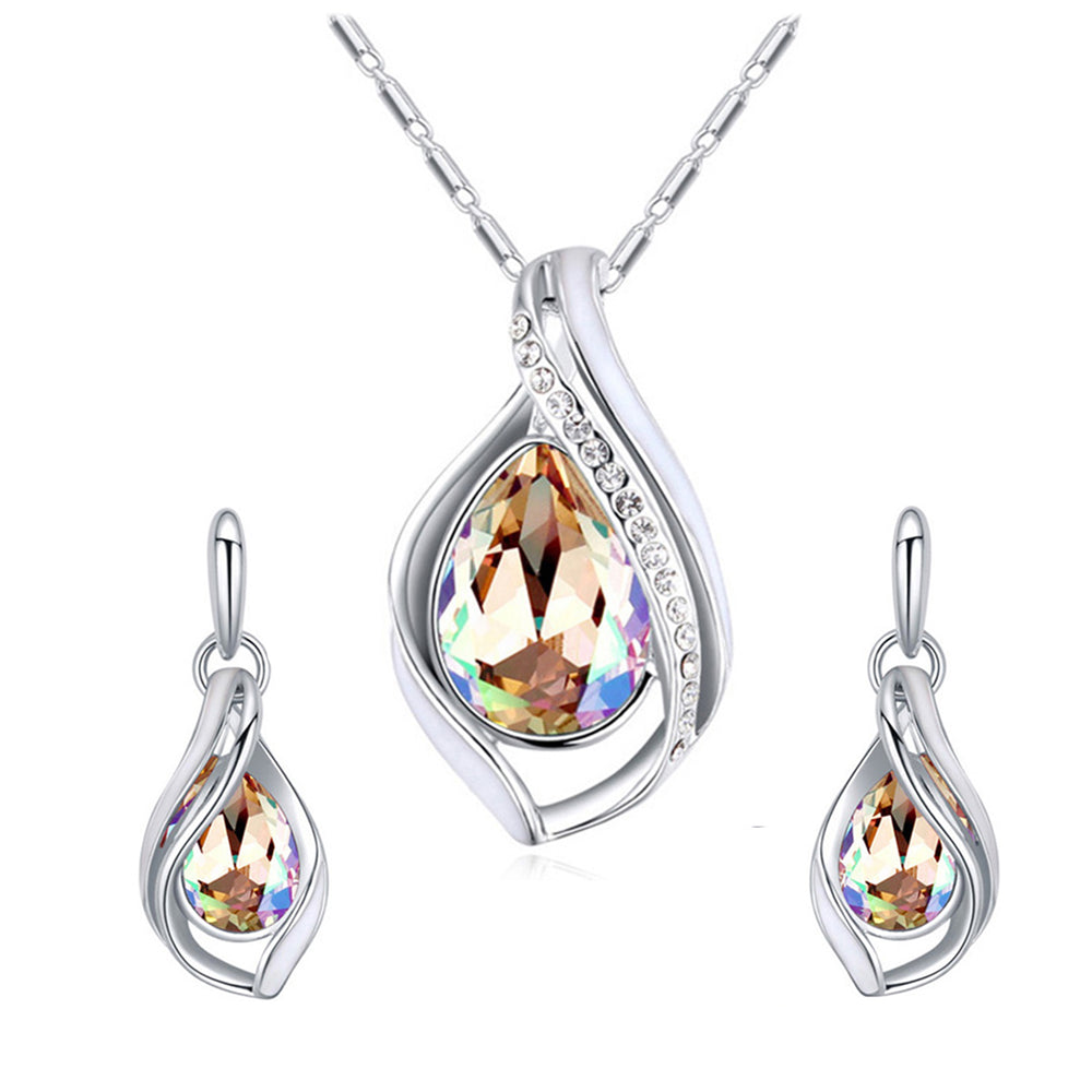 Majestic Water Drop Pendant Set with Crystal.
