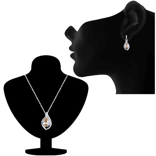 Majestic Water Drop Pendant Set with Crystal.