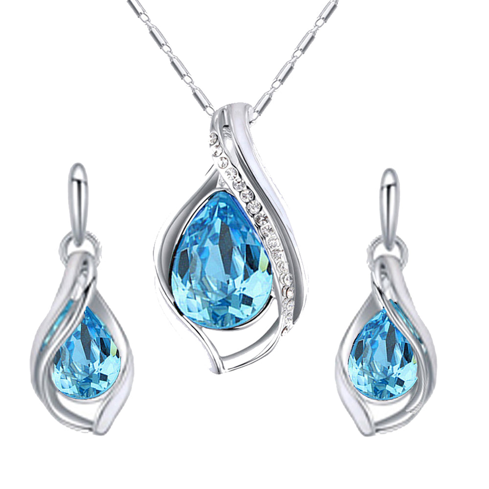 Majestic Water Drop Pendant Set with Crystal.