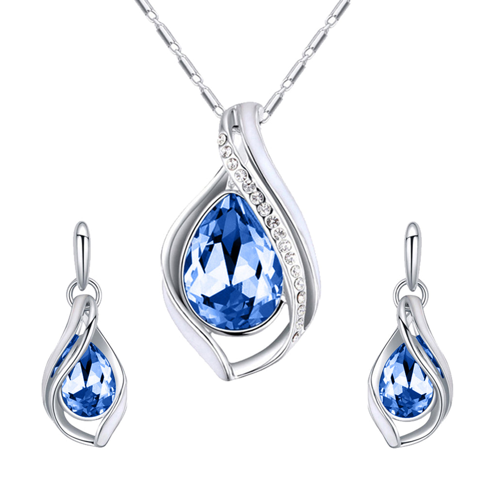 Majestic Water Drop Pendant Set with Crystal.