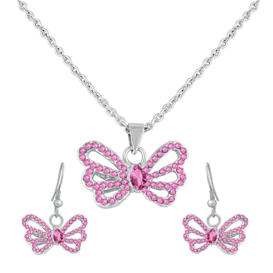 Winged Butterfly Crystal Pendant Set