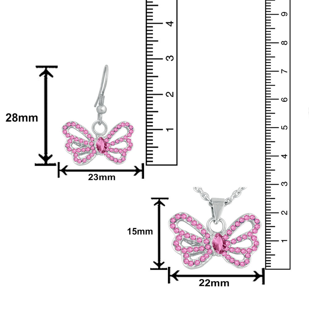 Winged Butterfly Crystal Pendant Set