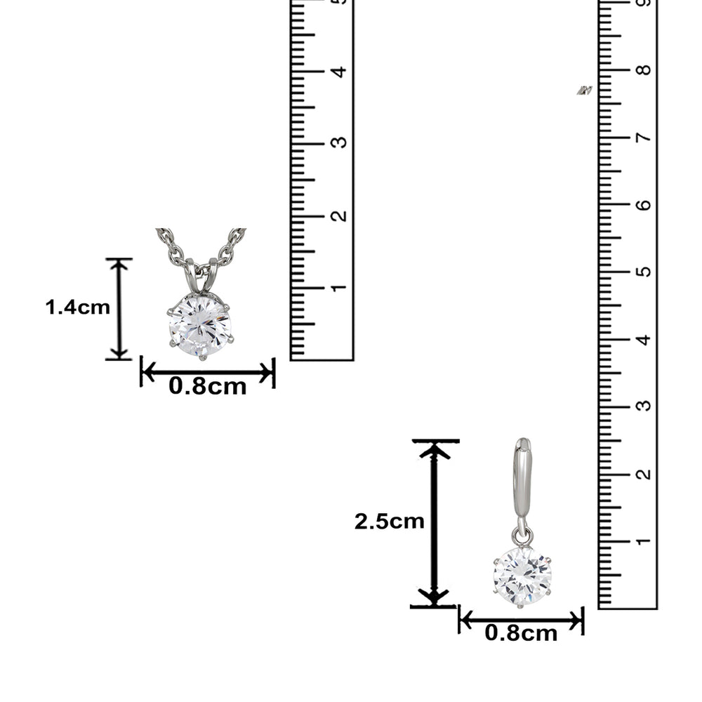 Solitaire White Round Crystal Pendant Set