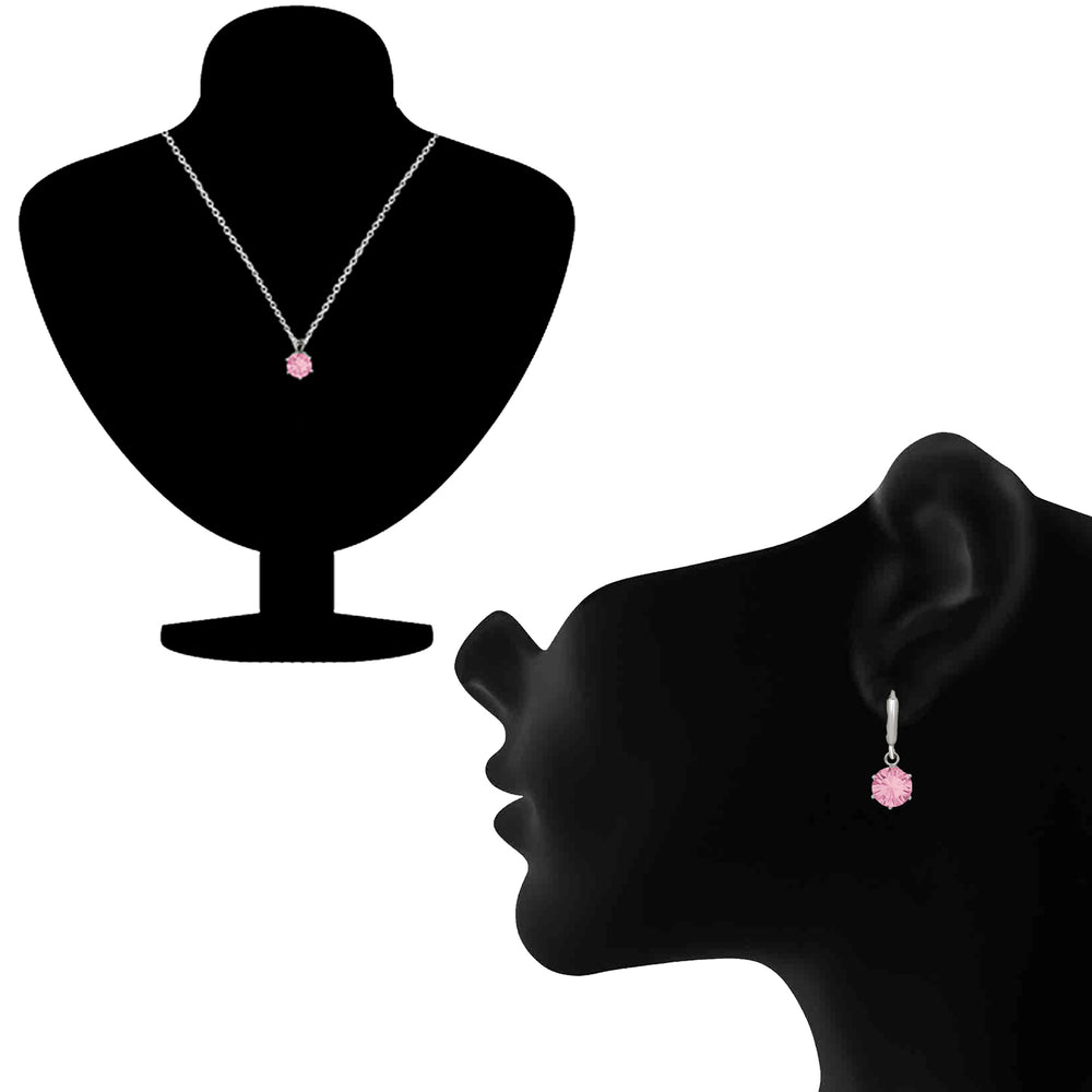 Solitaire White Round Crystal Pendant Set