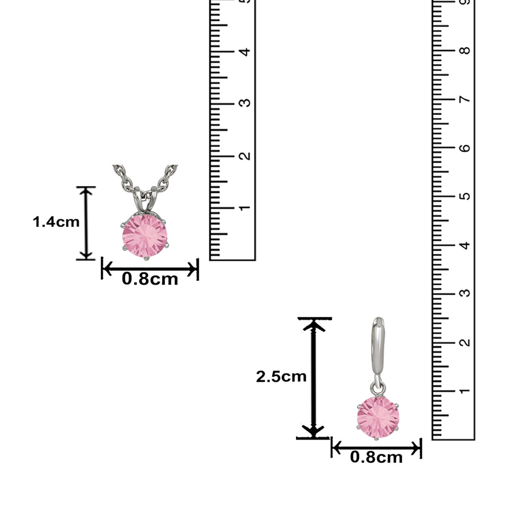Solitaire White Round Crystal Pendant Set