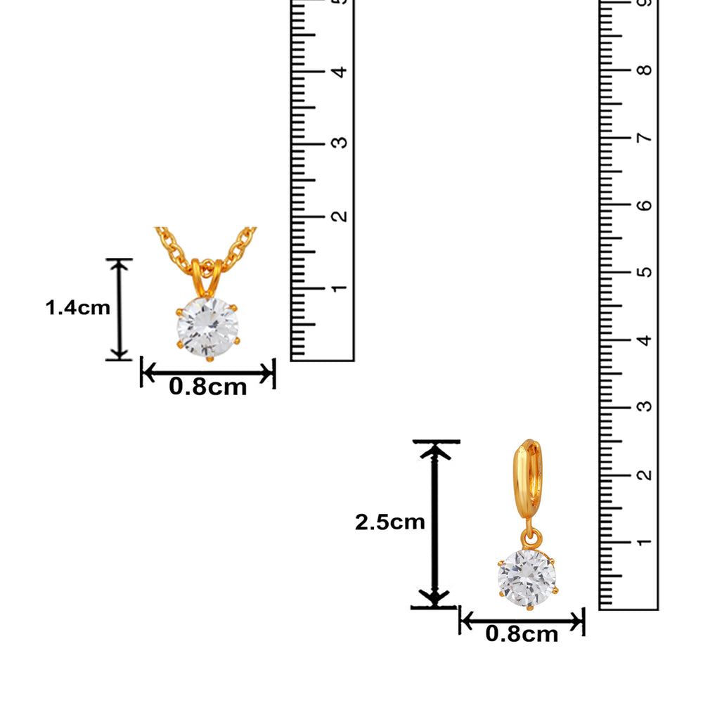 Solitaire White Round Crystal Pendant Set