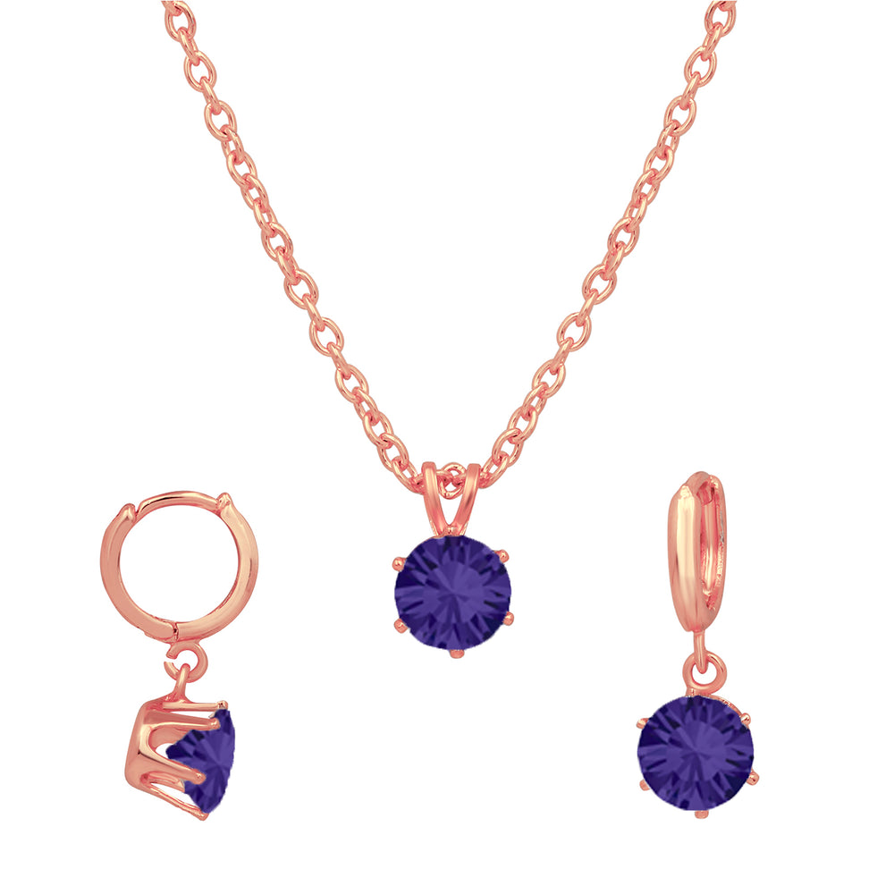Solitaire White Round Crystal Pendant Set