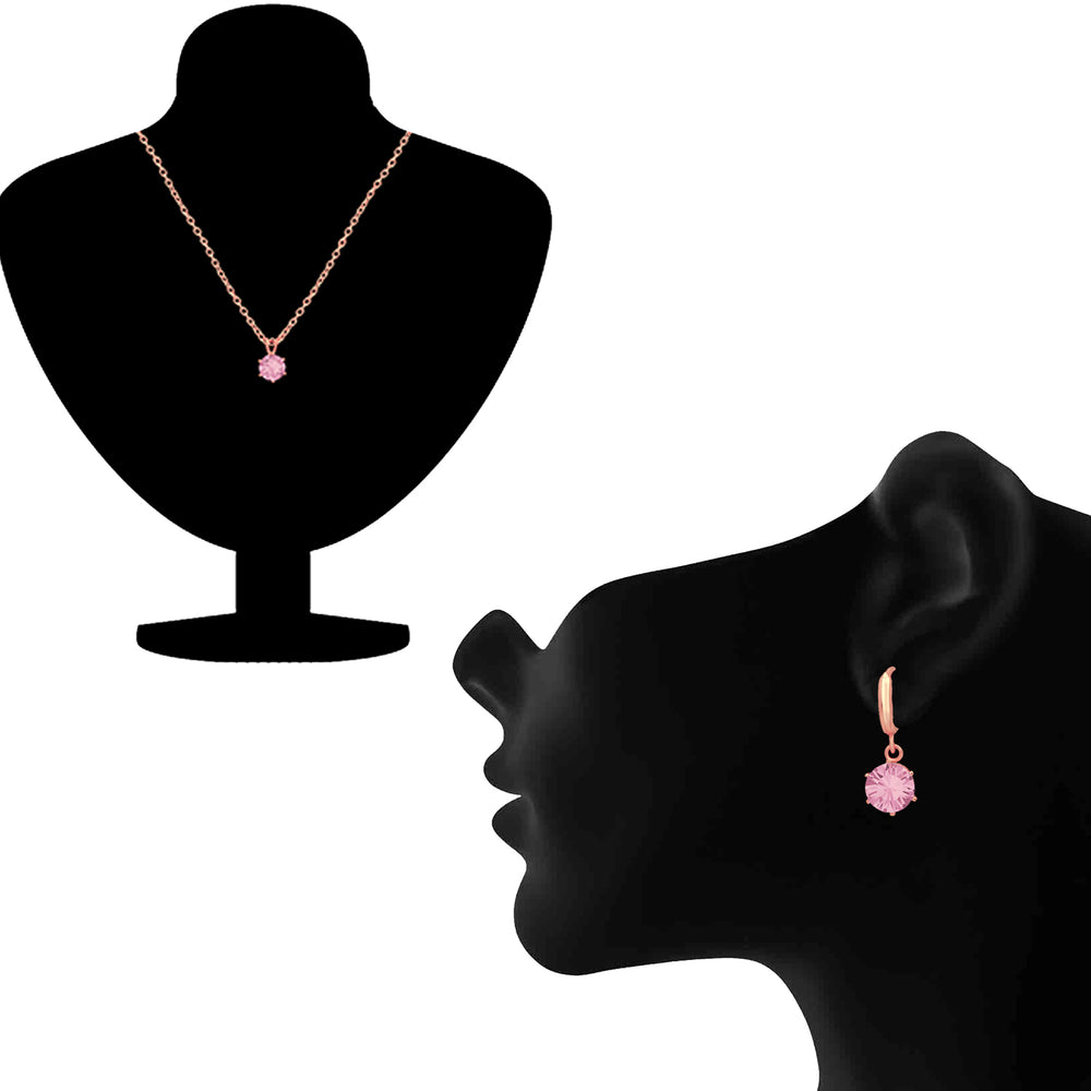 Solitaire White Round Crystal Pendant Set