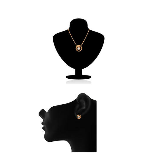 Solitaire Round Crystal Spiral Pendant Set