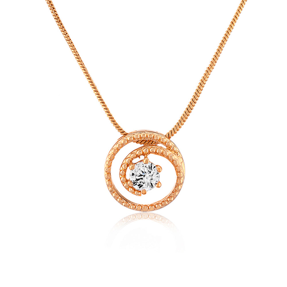 Solitaire Round Crystal Spiral Pendant Set