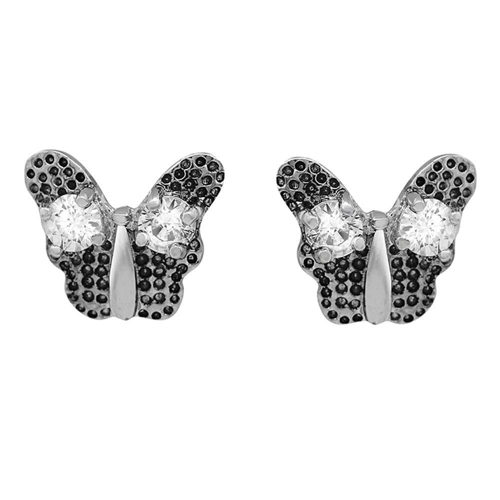 White Solitare Crystal Butterfly Shaped Pendant Set