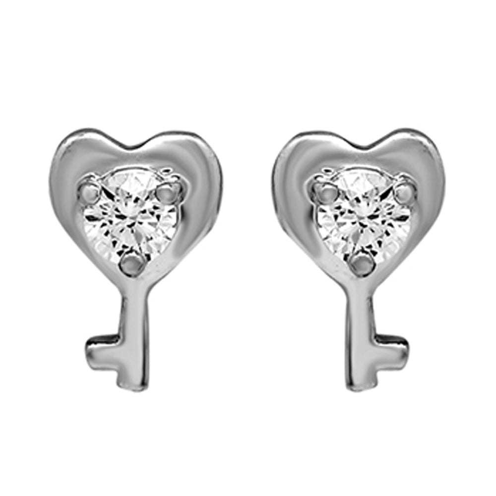 The Love Key Pendant Set with White Solitare Crystal
