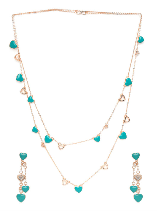 Green Heart Crystal Layered Necklaceset
