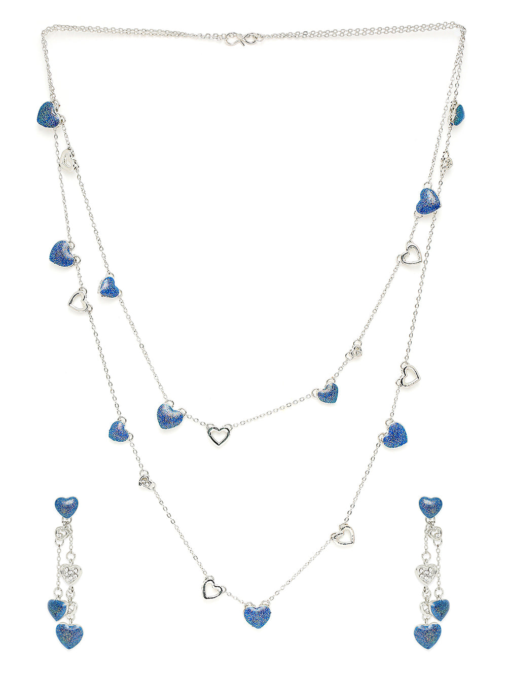 Green Heart Crystal Layered Necklaceset