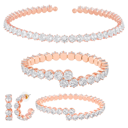 Elegant CZ Adjustable Choker Necklaces Jewellery Set