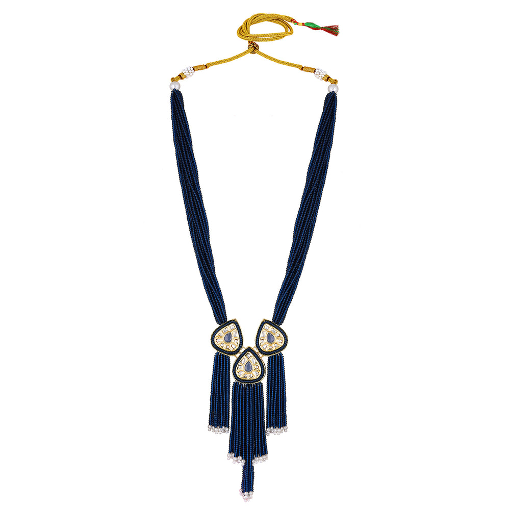 Blue Artificial Beads Beaded Necklace Set