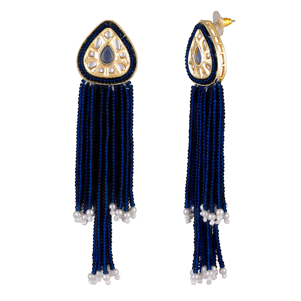Blue Artificial Beads Beaded Necklace Set