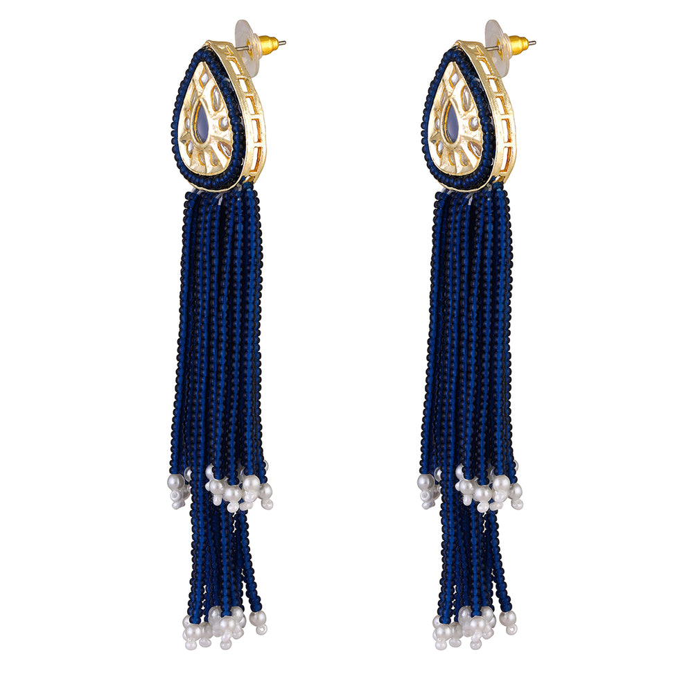 Blue Artificial Beads Beaded Necklace Set