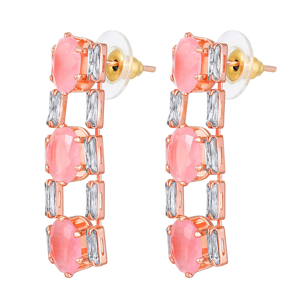 Elegant Floral CZ Necklace Paired with a Pair of Earrings