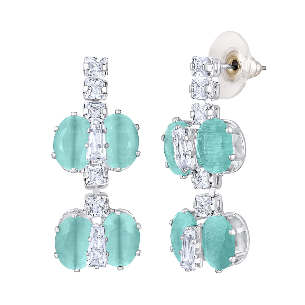 Elegant Floral CZ Necklace Paired with a Pair of Earrings
