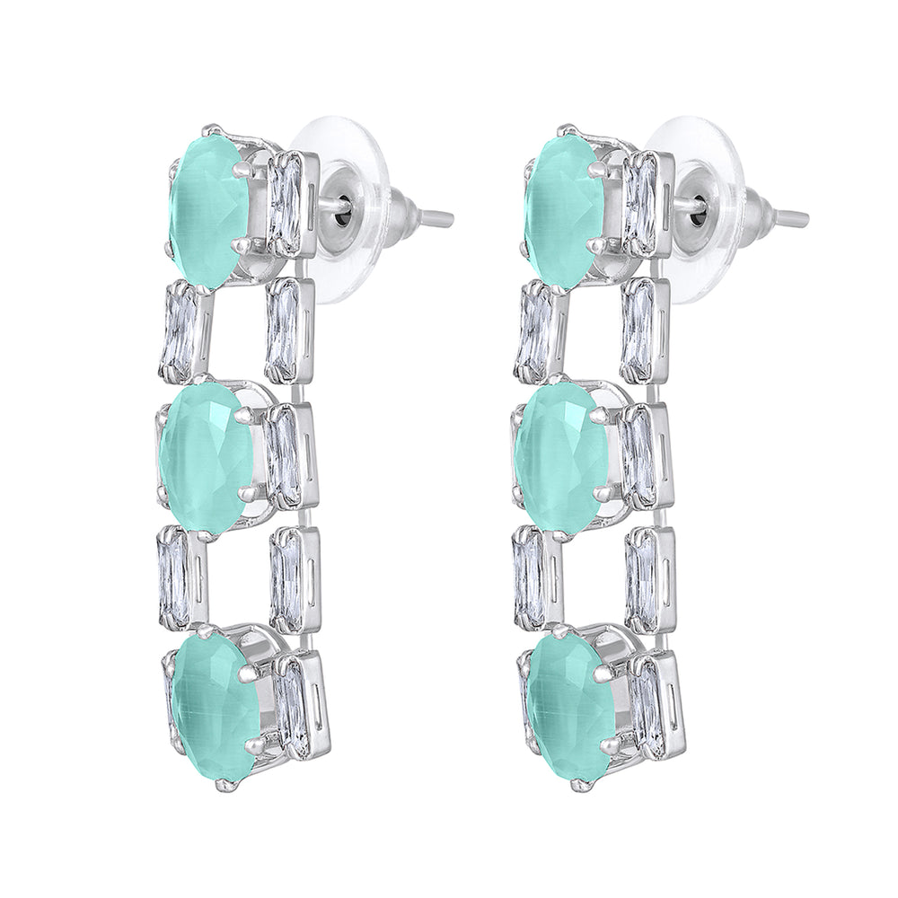 Elegant Floral CZ Necklace Paired with a Pair of Earrings