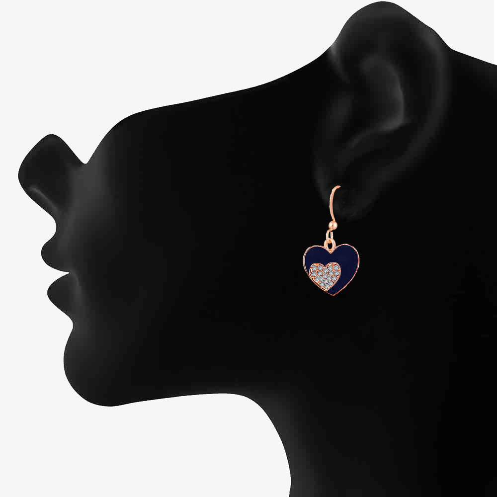 Red Meenakari Work and Crystals Dual Heart Pendant Set