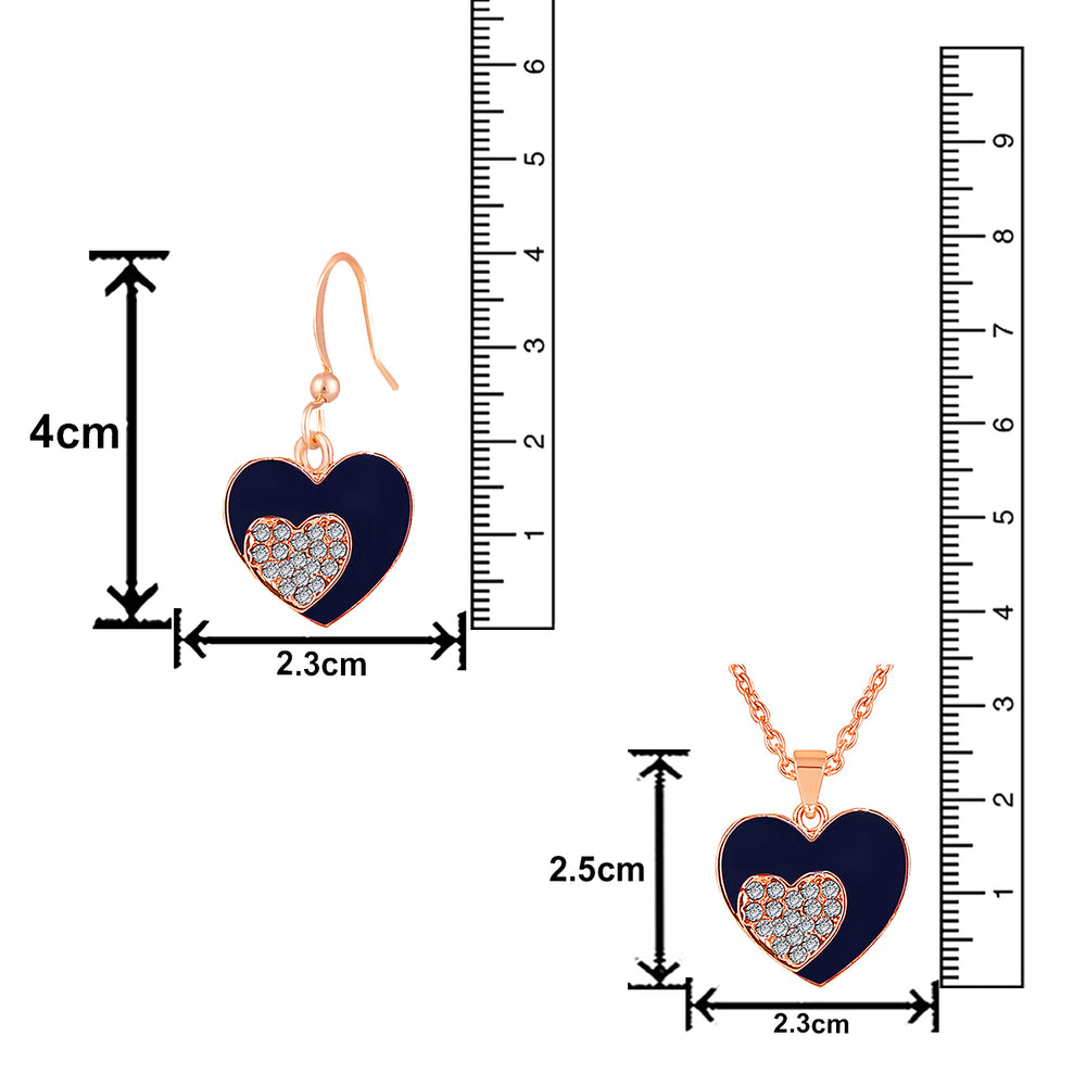 Red Meenakari Work and Crystals Dual Heart Pendant Set
