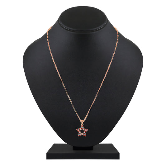 Red Meenakari Work and Crystals Star Pendant Set