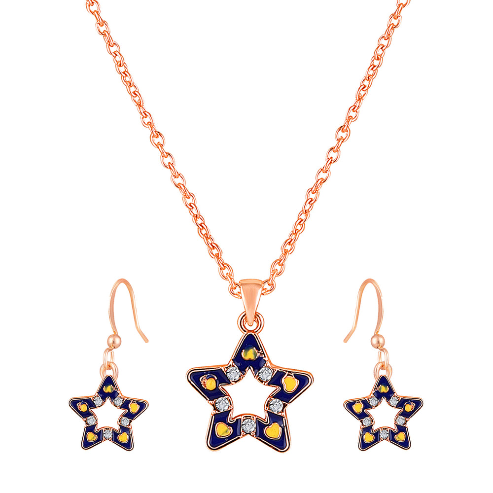 Red Meenakari Work and Crystals Star Pendant Set