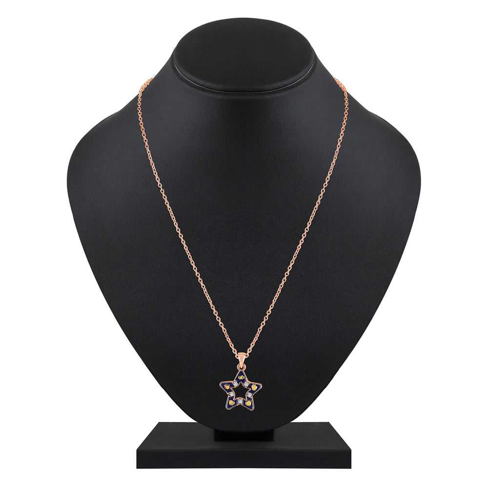 Red Meenakari Work and Crystals Star Pendant Set